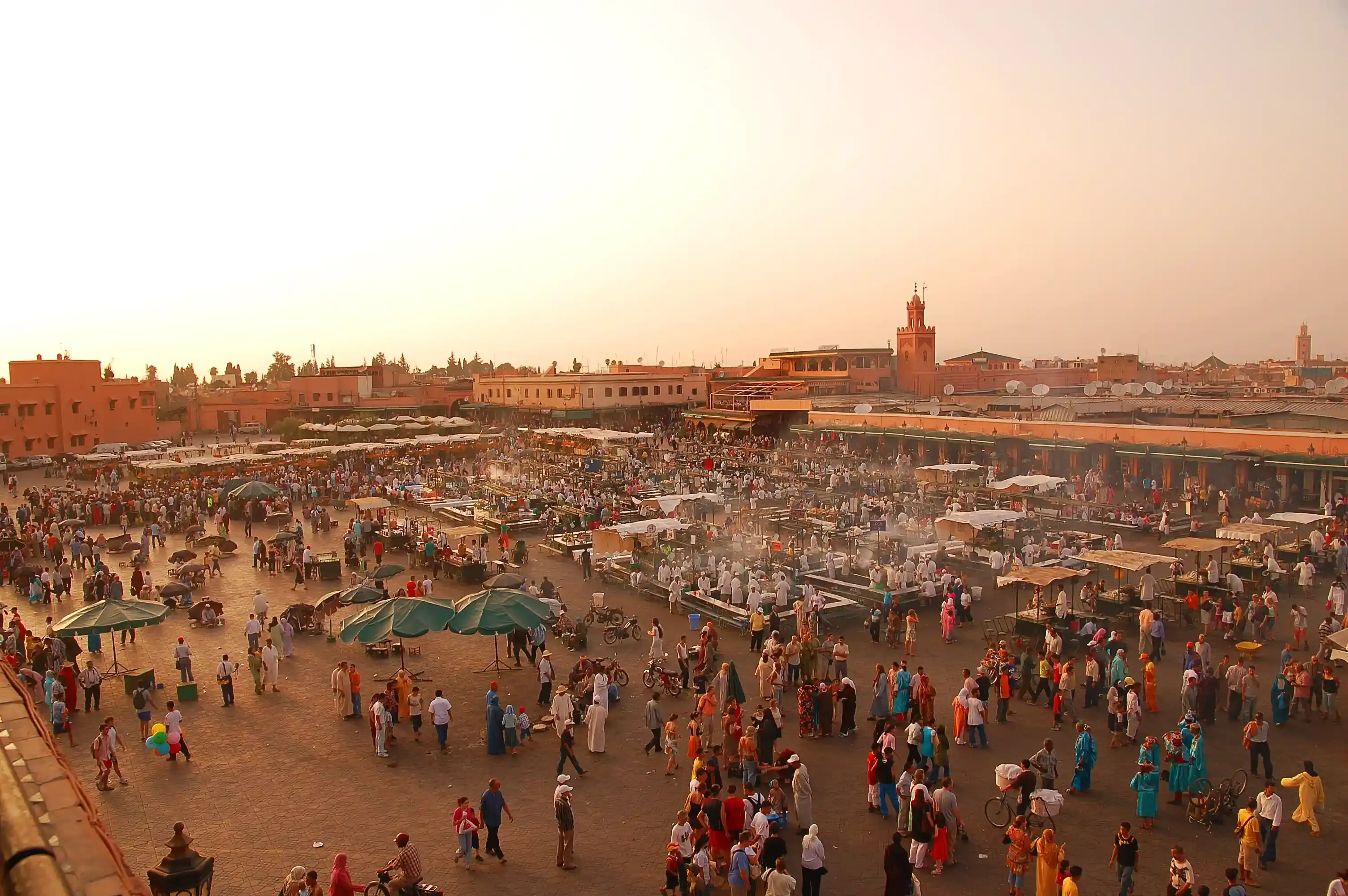 Jemaa El-Fna Square, a must-visit destination just a ten-minute walk from our guesthouse.